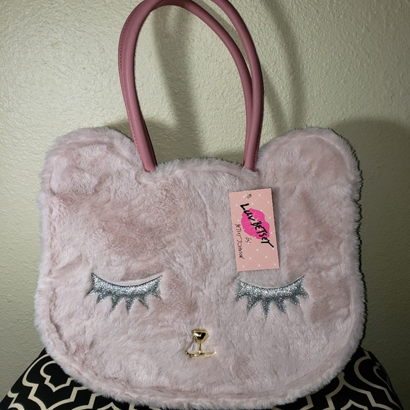 Betsey Johnson Handbags - LUV BETSEY Pink Furry Kitty Cat Face Tote Bag NWT